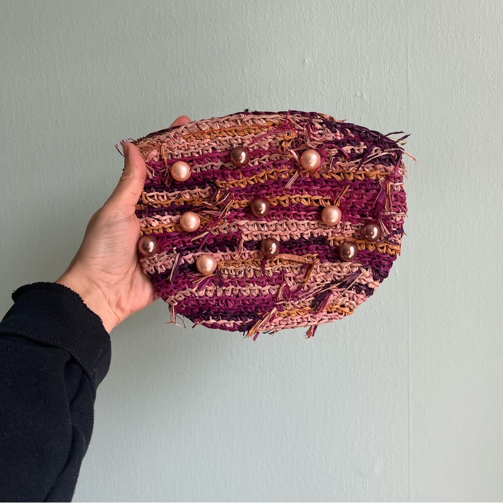 Flora Bella woven/suede clutch